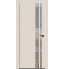Дверь межкомнатная Concept-712 ПВХ, Магнолия, глухая, кромка алюминиевая черная матовая, каркасно-щитовая