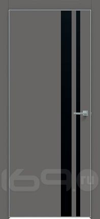Дверь межкомнатная Concept-712 ПВХ Медиум грей, глухая, кромка алюминиевая матовый хром, каркасно-щитовая