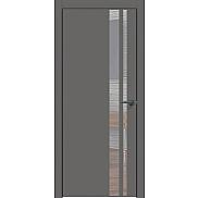 Дверь межкомнатная Concept-712 ПВХ Медиум грей, глухая, декор зеркало, кромка матовая черная, каркасно-щитовая
