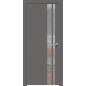 Дверь межкомнатная Concept-712 ПВХ Медиум грей, зеркало, глухая, кромка алюминиевая матовый хром, каркасно-щитовая