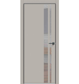 Дверь межкомнатная Concept-712 ПВХ, Шелл грей, глухая, кромка алюминиевая черная матовая, каркасно-щитовая