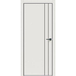 Дверь межкомнатная Concept-713 ПВХ Белоснежно матовый, глухая, кромка алюминиевая черная матовая, каркасно-щитовая