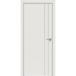 Дверь межкомнатная Concept-713 ПВХ Белоснежно матовый, глухая, кромка алюминиевая матовый хром, каркасно-щитовая