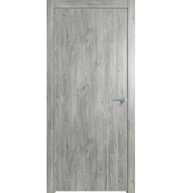 Дверь межкомнатная Future-713 ПВХ, Дуб винчестер серый, глухая, кромка алюминиевая матовый хром, каркасно-щитовая