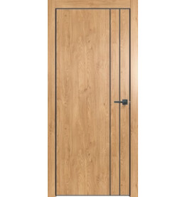 Дверь межкомнатная Future-713 ПВХ, Дуб Винчестер светлый, глухая, кромка алюминиевая черная матовая, каркасно-щитовая