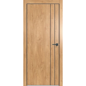 Дверь межкомнатная Future-713 ПВХ Дуб Винчестер светлый, глухая, кромка алюминиевая черная матовая, каркасно-щитовая