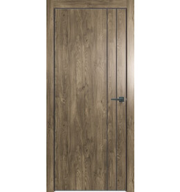 Дверь межкомнатная Future-713 ПВХ, Дуб Винчестер трюфель, глухая, кромка алюминиевая черная матовая, каркасно-щитовая
