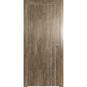 Дверь межкомнатная Future-713 ПВХ Дуб Винчестер трюфель, глухая, кромка алюминиевая матовый хром, каркасно-щитовая