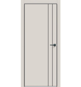 Дверь межкомнатная Concept-713 ПВХ, Лайт грей, глухая, кромка алюминиевая черная матовая, каркасно-щитовая