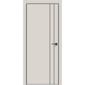Дверь межкомнатная Concept-713 ПВХ Лайт грей, глухая, кромка алюминиевая черная матовая, каркасно-щитовая