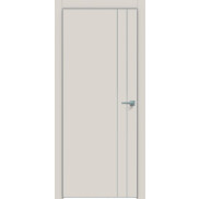 Дверь межкомнатная Concept-713 ПВХ, Лайт грей, глухая, кромка алюминиевая матовый хром, каркасно-щитовая