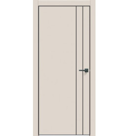 Дверь межкомнатная Concept-713 ПВХ, Магнолия, глухая, кромка алюминиевая черная матовая, каркасно-щитовая