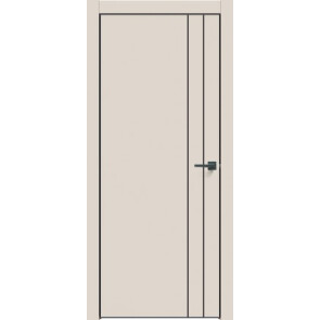 Дверь межкомнатная Concept-713 ПВХ Магнолия, глухая, кромка алюминиевая черная матовая, каркасно-щитовая