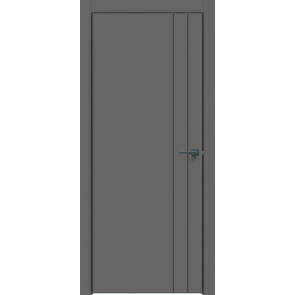 Дверь межкомнатная Concept-713 ПВХ Медиум грей, глухая, кромка алюминиевая черная матовая, каркасно-щитовая