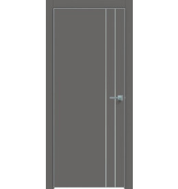 Дверь межкомнатная Concept-713 ПВХ, Медиум грей, глухая, кромка алюминиевая матовый хром, каркасно-щитовая