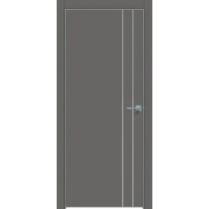 Дверь межкомнатная Concept-713 ПВХ Медиум грей, глухая, кромка алюминиевая матовый хром, каркасно-щитовая