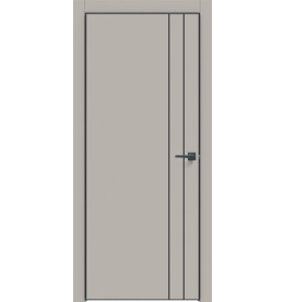 Дверь межкомнатная Concept-713 ПВХ, Шелл грей, глухая, кромка алюминиевая черная матовая, каркасно-щитовая