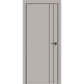 Дверь межкомнатная Concept-713 ПВХ Шелл грей, глухая, кромка алюминиевая черная матовая, каркасно-щитовая