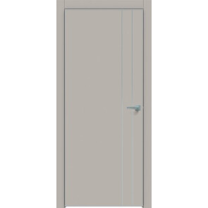 Дверь межкомнатная Concept-713 ПВХ Шелл грей, глухая, кромка алюминиевая матовый хром, каркасно-щитовая
