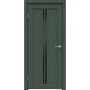 Дверь межкомнатная "Design-603" Дарк грин, стекло Лакобель чёрный