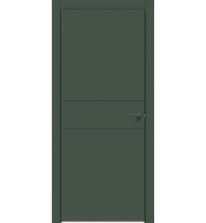 Дверь межкомнатная Design-710 ПВХ Дарк грин, глухая, кромка алюминиевая черная матовая, каркасно-щитовая