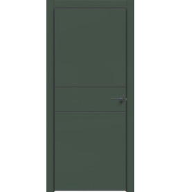 Дверь межкомнатная Design-710 ПВХ, Дарк грин, глухая, кромка алюминиевая черная матовая, каркасно-щитовая