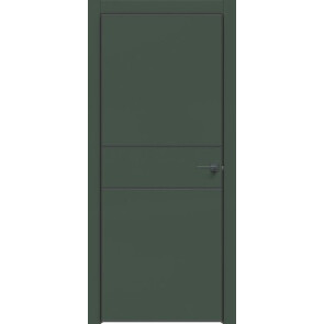 Дверь межкомнатная Design-710 ПВХ Дарк грин, глухая, кромка алюминиевая черная матовая, каркасно-щитовая