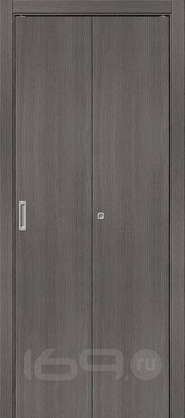 Дверь межкомнатная Браво-0 складная Экошпон, Grey Melinga, глухая, каркасно-щитовая