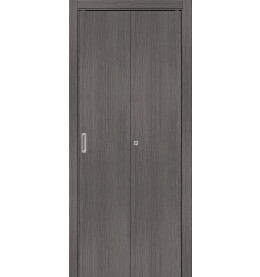 Дверь межкомнатная Браво-0 складная Экошпон, Grey Melinga, глухая, каркасно-щитовая