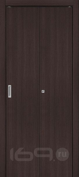 Дверь межкомнатная Браво-0 складная Экошпон Wenge Melinga, без декора, глухая, без стекла, без кромки, каркасно-щитовая