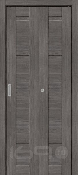 Дверь межкомнатная Браво-21 складная Экошпон, Grey Melinga, глухая, царговая