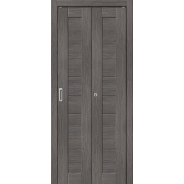 Дверь межкомнатная Браво-21 складная Экошпон, Grey Melinga, глухая, царговая
