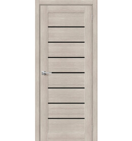 Дверь межкомнатная Браво-22 Экошпон, Cappuccino Melinga, остекленная, black shine, царговая