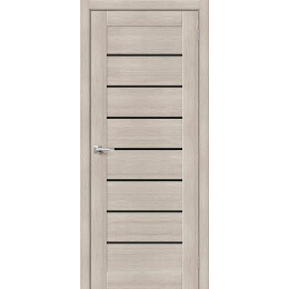 Дверь межкомнатная Браво-22 Экошпон Cappuccino Melinga, остекленная, black shine, кромка нет, царговая