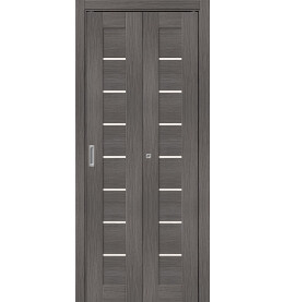 Дверь межкомнатная Браво-22 складная Экошпон, Grey Melinga, остекленная, magic fog, царговая