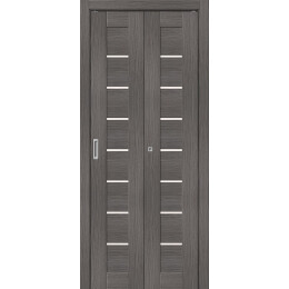 Дверь межкомнатная Браво-22 складная Экошпон, Grey Melinga, остекленная, magic fog, царговая