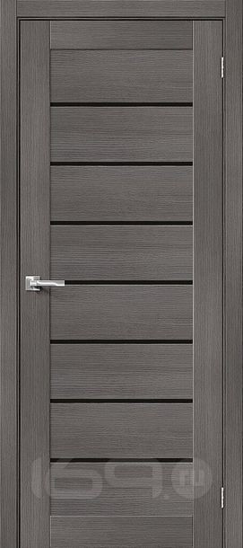 Дверь межкомнатная Браво-22 Экошпон, Grey Melinga, остекленная, black shine, царговая