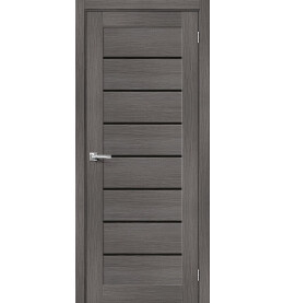Дверь межкомнатная Браво-22 Экошпон, Grey Melinga, остекленная, black shine, царговая