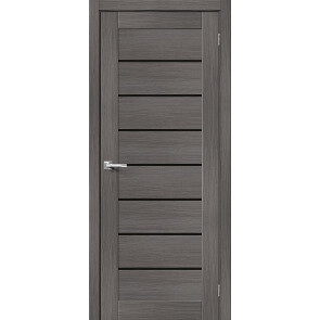 Дверь межкомнатная Браво-22 Экошпон, Grey Melinga, остекленная, black shine, царговая