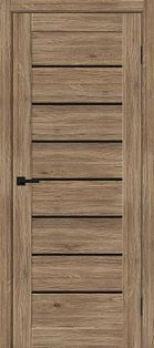 Дверь межкомнатная Браво-22 Экошпон Original Oak, остекленная, black shine, без кромки, царговая