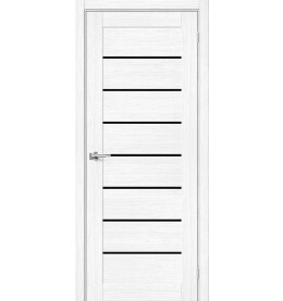 Дверь межкомнатная Браво-22 Экошпон, Snow Melinga, остекленная, black shine, царговая