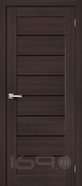 Дверь межкомнатная Браво-22 Экошпон, Wenge Melinga, остекленная, black shine, царговая