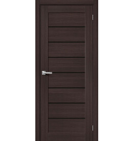 Дверь межкомнатная Браво-22 Экошпон, Wenge Melinga, остекленная, black shine, царговая