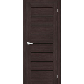 Дверь межкомнатная Браво-22 Экошпон, Wenge Melinga, остекленная, black shine, царговая