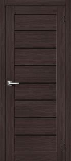 Дверь межкомнатная Браво-22 Экошпон, Wenge Melinga, остекленная, black shine, царговая