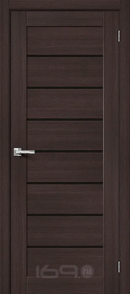 ДверьмежкомнатнаяБраво-22ЭкошпонWengeMelinga,остекленная,blackshine,царговая