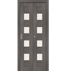 Дверь межкомнатная Браво-23 складная Экошпон, Grey Melinga, остекленная, magic fog, царговая