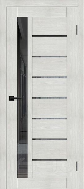 Дверь межкомнатная Браво-27 Экошпон Bianco melinga, остекленная, mirox grey, царговая