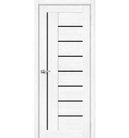 Дверь межкомнатная Браво-29 Экошпон, Snow Melinga, остекленная, black shine, царговая