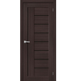 Дверь межкомнатная Браво-29 Экошпон, Wenge Melinga, остекленная, black shine, царговая